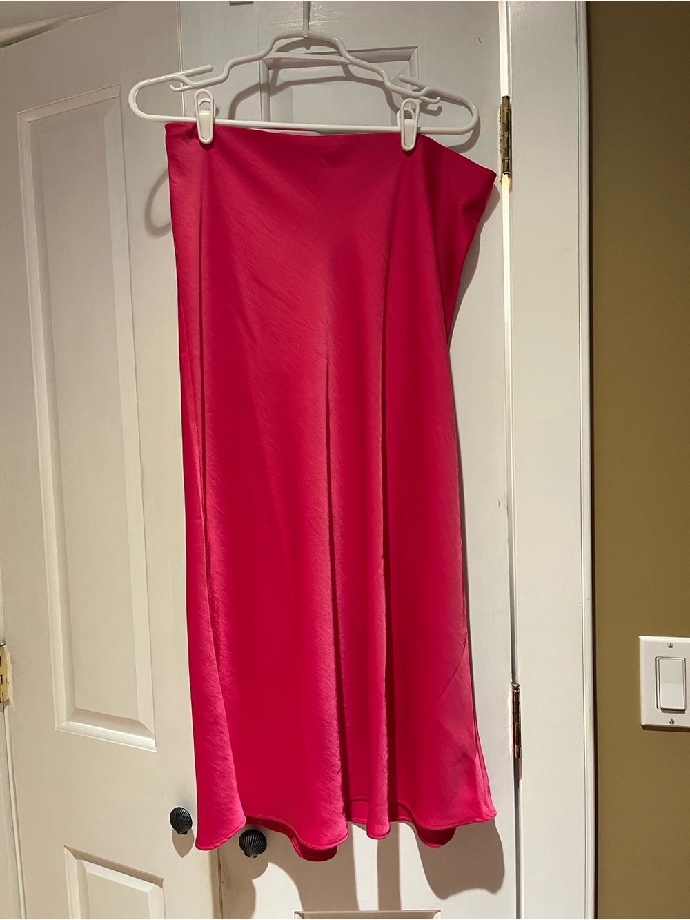 Hot pink satin skirt loft